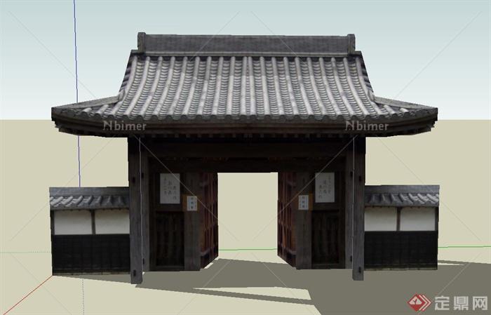 古典中式住宅入口大门设计SU模型