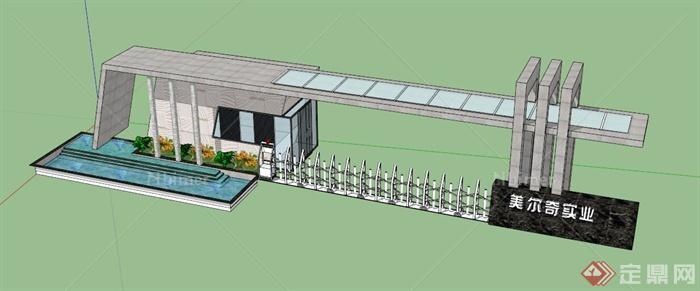 现代风格厂区大门设计SU模型