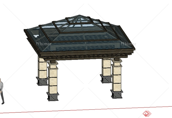 某欧式四角亭设计SU模型素材8