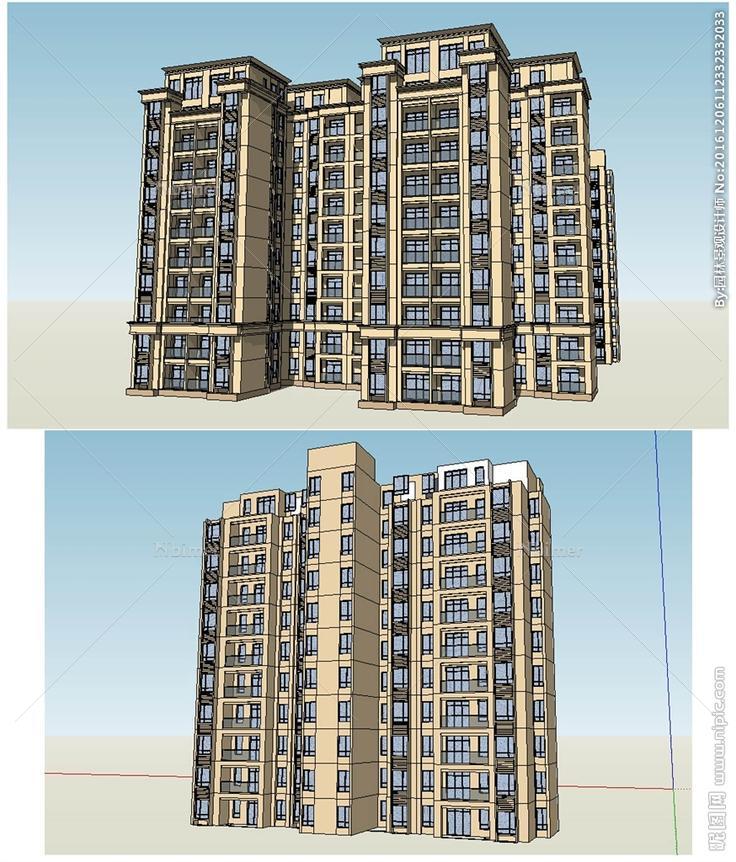 高层住宅建筑草图大师SU模型图片