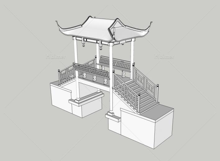 某古镇廊桥模型-模型本为苏式廊桥，为方便各位大