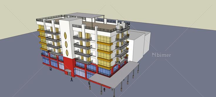 现代多层住宅楼(75255)su模型下载