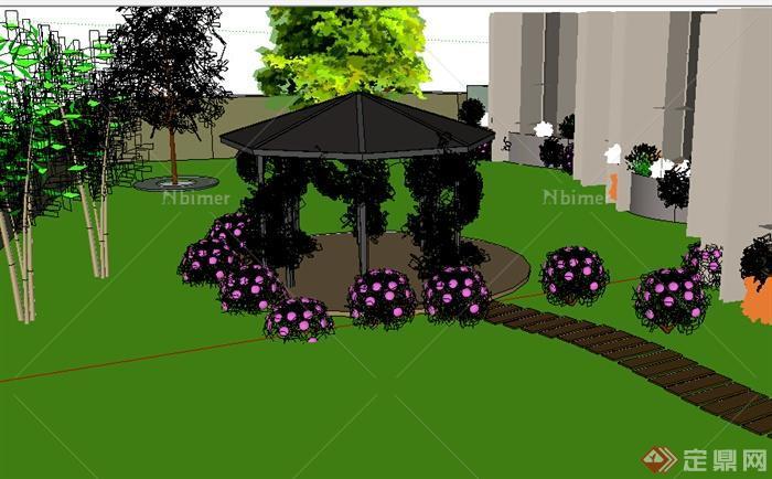 某园林庭院花园模型设计SU素材