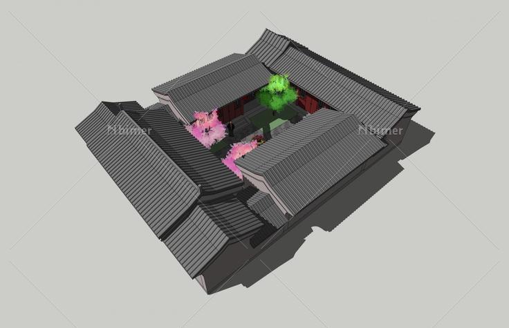 中式四合院(38788)su模型下载