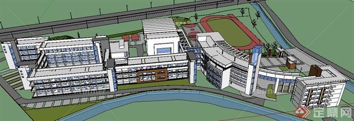 某地小学学校整体建筑设计SU模型