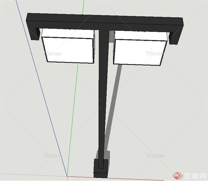 园林景观节点双排庭院灯设计SU模型[原创]