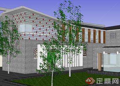 某新中式风格特色别墅设计SU模型