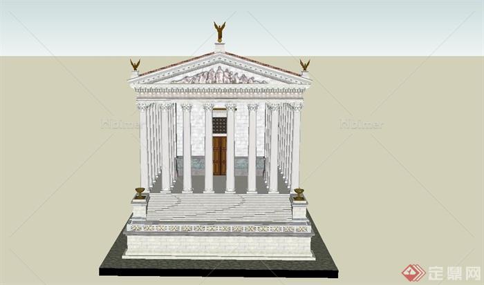 某希腊卡斯托和普鲁克斯神庙建筑设计SU模型[原创
