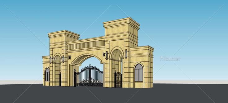 新古典风格小区大门(74594)su模型下载
