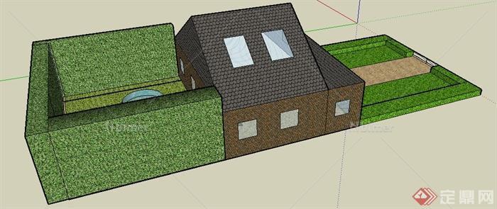 某地二层乡村住宅建筑设计SU模型