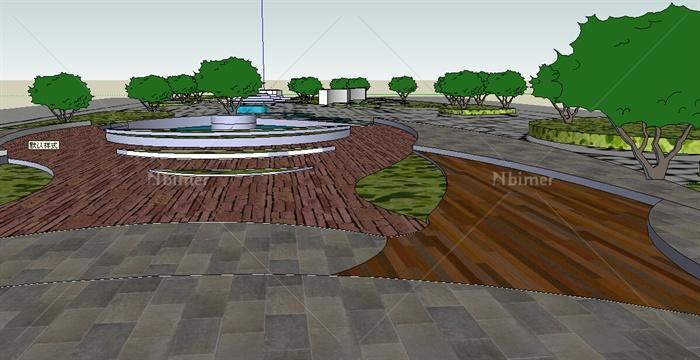现代鱼形小广场景观设计su模型
