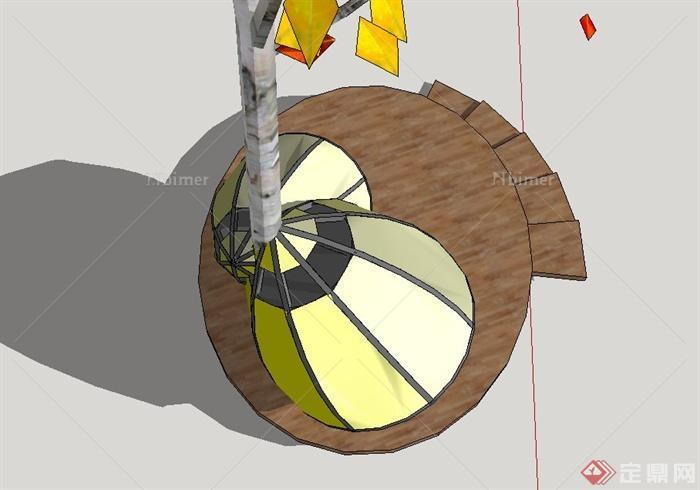森林木质树屋设计SU模型