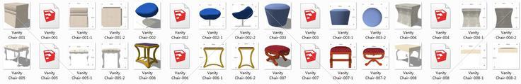 梳妆凳【8个】【ROCKY】(131396)su模型下载