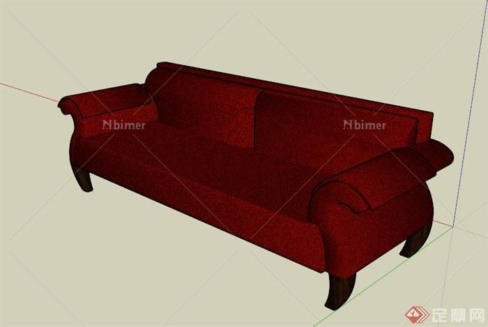红色精致沙发设计SU模型[原创]