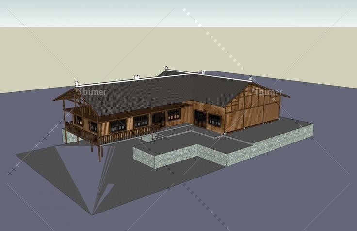 中式吊脚楼(50271)su模型下载