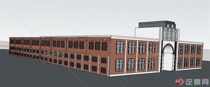 现代二层学校教学楼建筑设计su模型[原创]