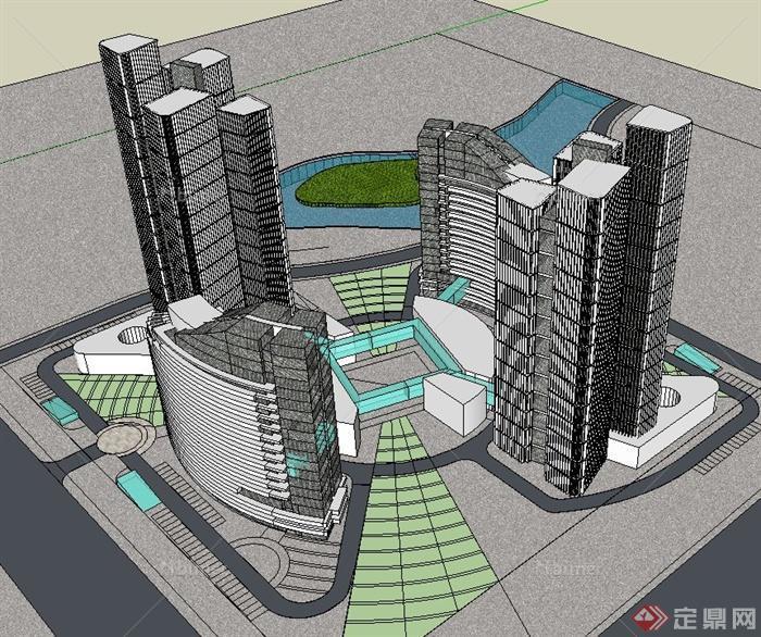 一个高层酒店建筑设计SU模型