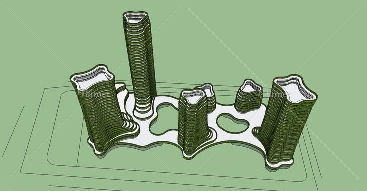 现代高层科技园规划(78945)su模型下载