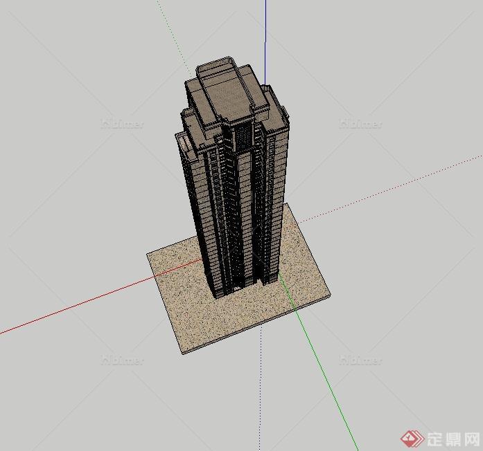 某新古典超高层住宅建筑楼设计SU模型[原创]