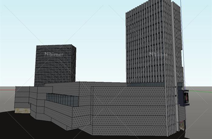 某现代风格商业综合体建筑SU设计模型（2）[原创