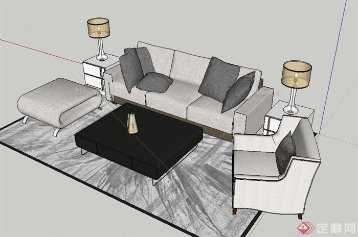 现代客厅组合沙发设计SU模型