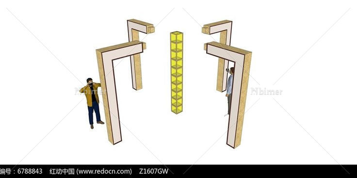 方格景观立柱小品