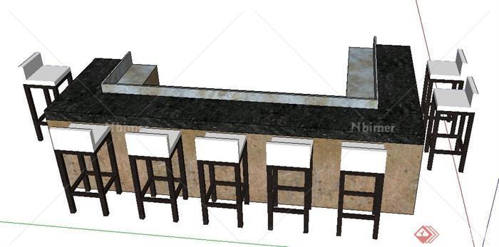 某日式餐厅吧台设计su模型
