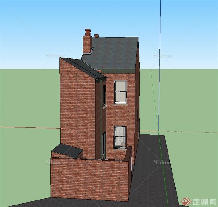 某两层条形商住房建筑设计SU模型