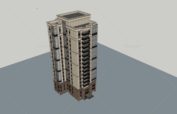 新古典风格高层住宅楼(52759)su模型下载