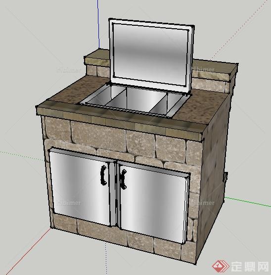 某景观节点室外厨房冰块箱SU模型