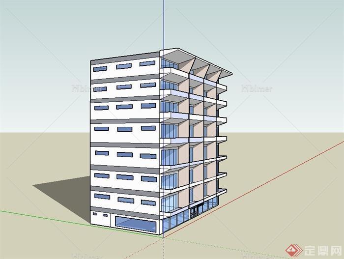 某现代8层办公建筑设计SU模型