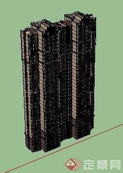 某现代风格高层住宅建筑设计方案SU模型4