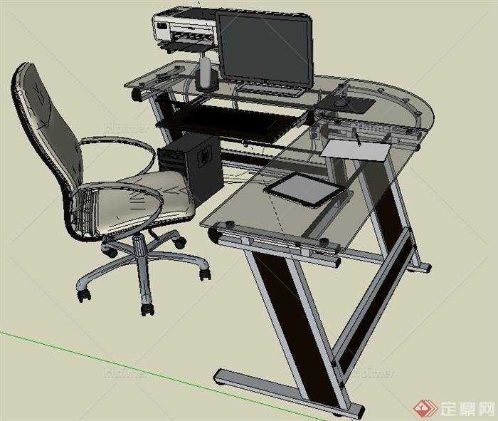 现代风格书桌椅、绘图桌su模型