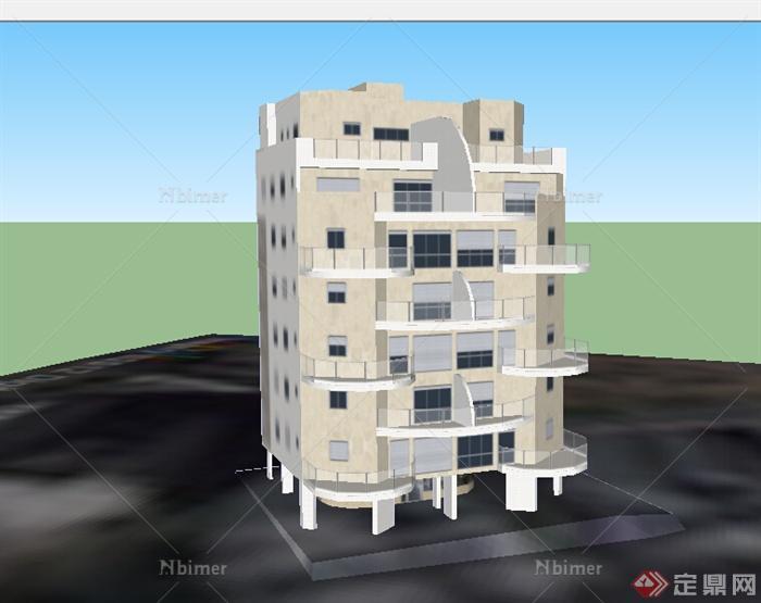 某室外多层居住小楼设计SU模型