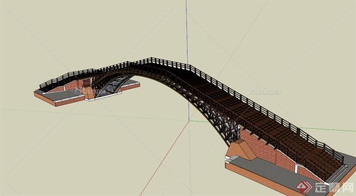 某景区木制拱形园桥设计SU模型[原创]