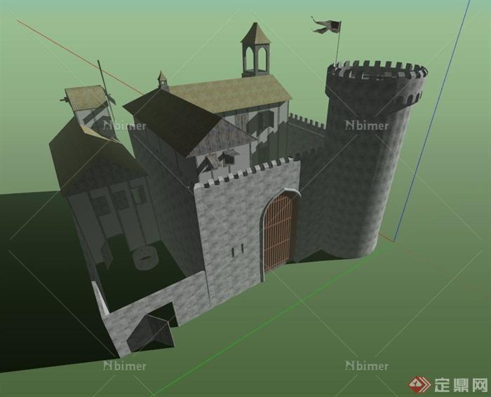 古典欧式城堡建筑设计SU模型