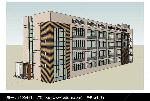 四层办公楼建筑草图大师SU模型