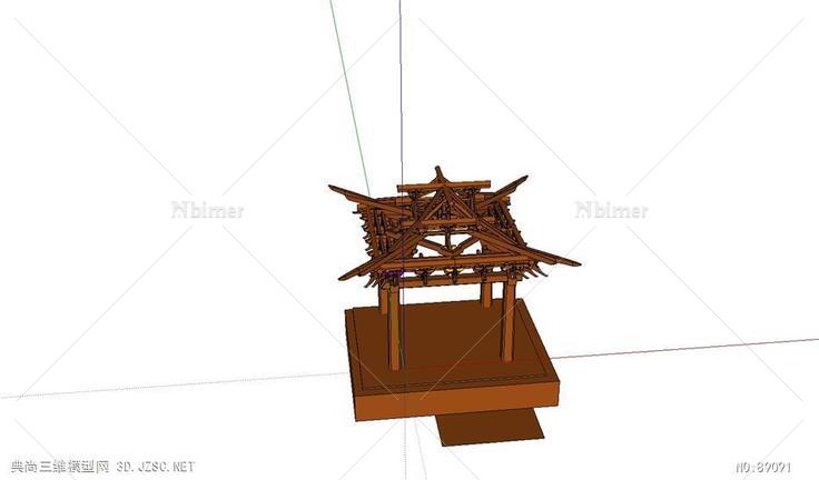 中式小东东中式小东东十字歇山脊仿木结构模型