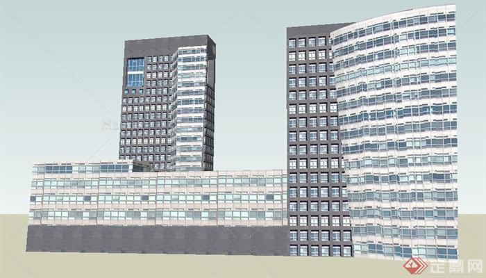 某现代银行办公楼建筑设计SU模型