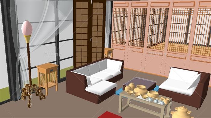 现代休闲茶室会所Su精细设计模型[原创]