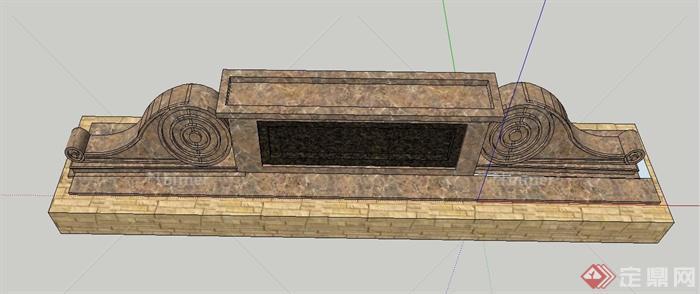 园林景观节点景墙标志墙设计SU模型