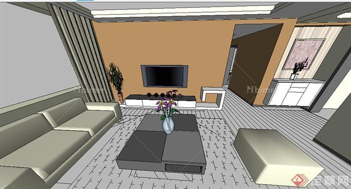 某现代住宅空间室内装饰设计方案SU模型5[原创]