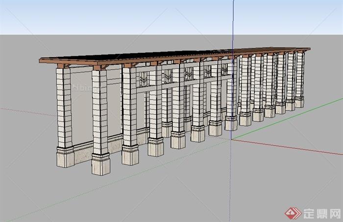 某欧式风格景观廊道设计su模型[原创]