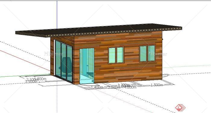 某个单层小型居住建筑SU模型素材
