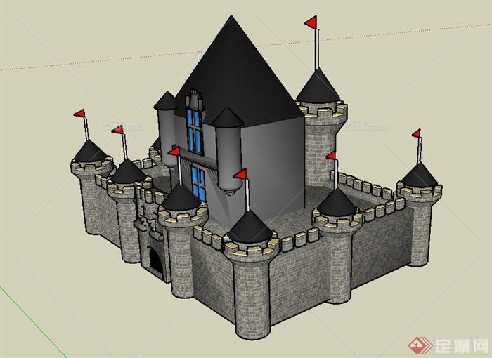 某古欧式城堡建筑设计SU模型1