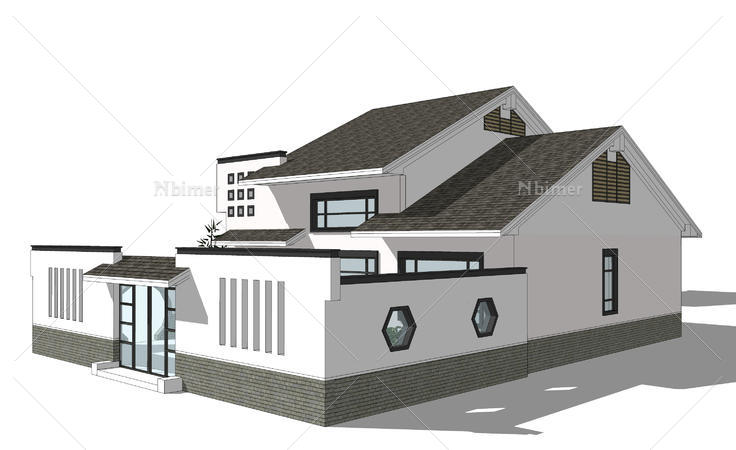 中式新古典院落设计方案sketchup模型