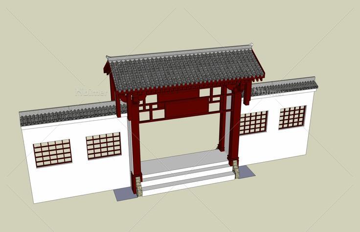 中式--大门(38800)su模型下载