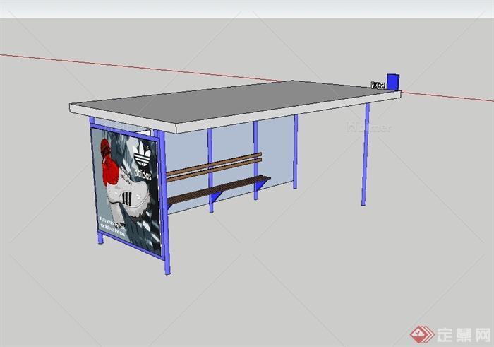 某现代风格公交车候车廊设计su模型[原创]