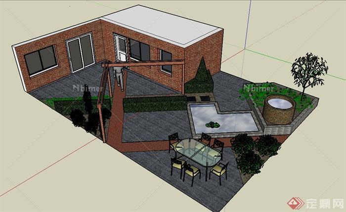 某住宅庭院景观设计SU模型（2）