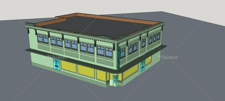 仿古小商业楼(80128)su模型下载